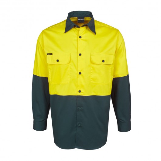 Yellow Green Hi Vis Long Sleeve Work Shirts